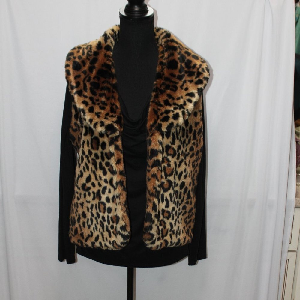CEJON Faux LEOPARD FUR Vest Large - Picture 3 of 10